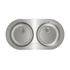 Fregadero circular encastrado con cubetas de 36 cm Sin Orificio TEKA DR-80 2C 10110006