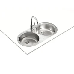 Fregadero circular encastrado con cubetas de 36 cm Sin Orificio TEKA DR-80 2C 10110006