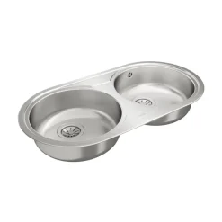 Fregadero circular encastrado con cubetas de 36 cm Sin Orificio TEKA DR-80 2C 10110006