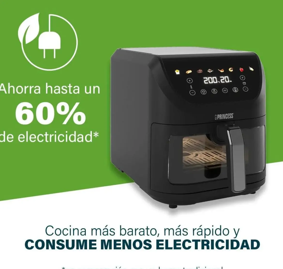 Freidora de Aire PRINCESS AeroFryer Slim 8L 2000W 182476