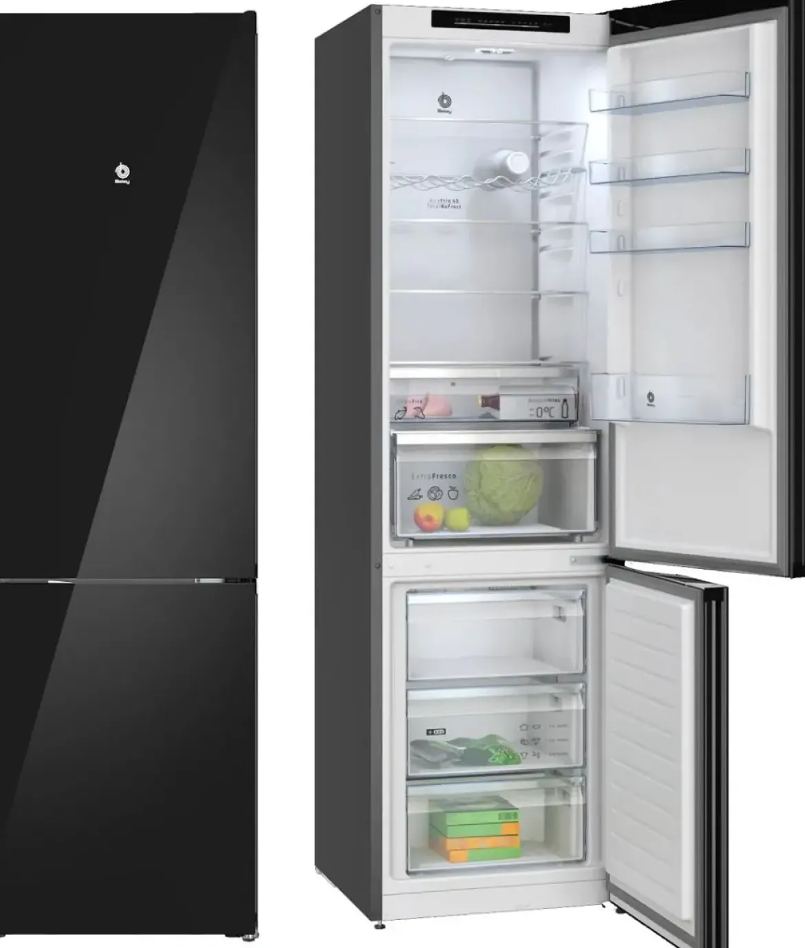 Frigorífico Combi Cristal Negro No Frost de 203 cm BALAY 3KFD855NI
