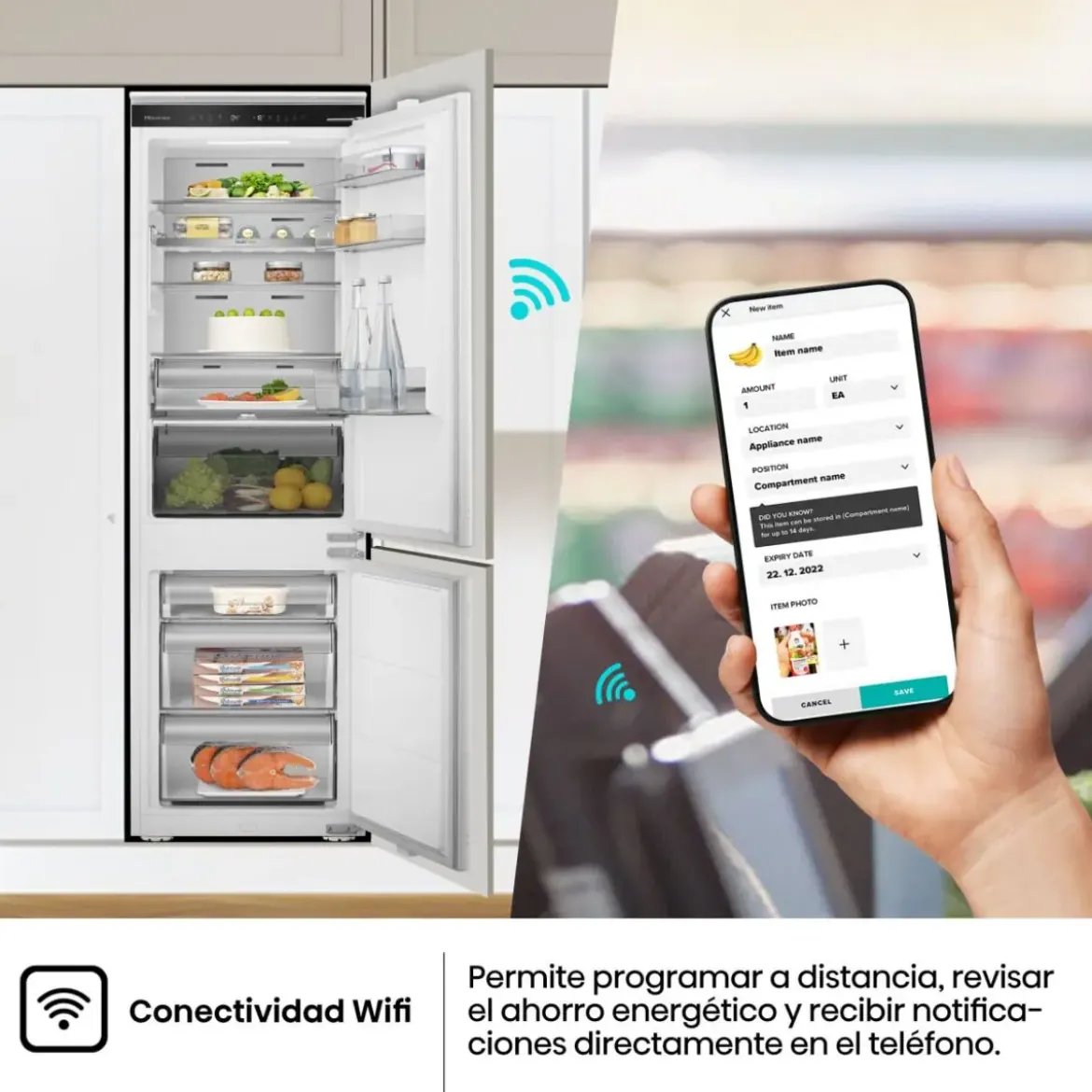 Frigorífico Combi Hisense Integrable No Frost Metal Tech RB3B250SAWE