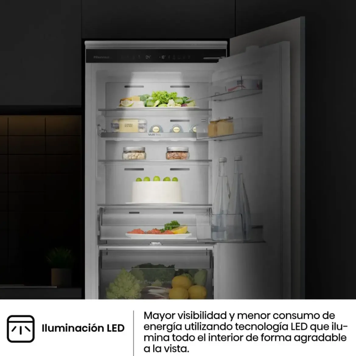 Frigorífico Combi Hisense Integrable No Frost Metal Tech RB3B250SAWE