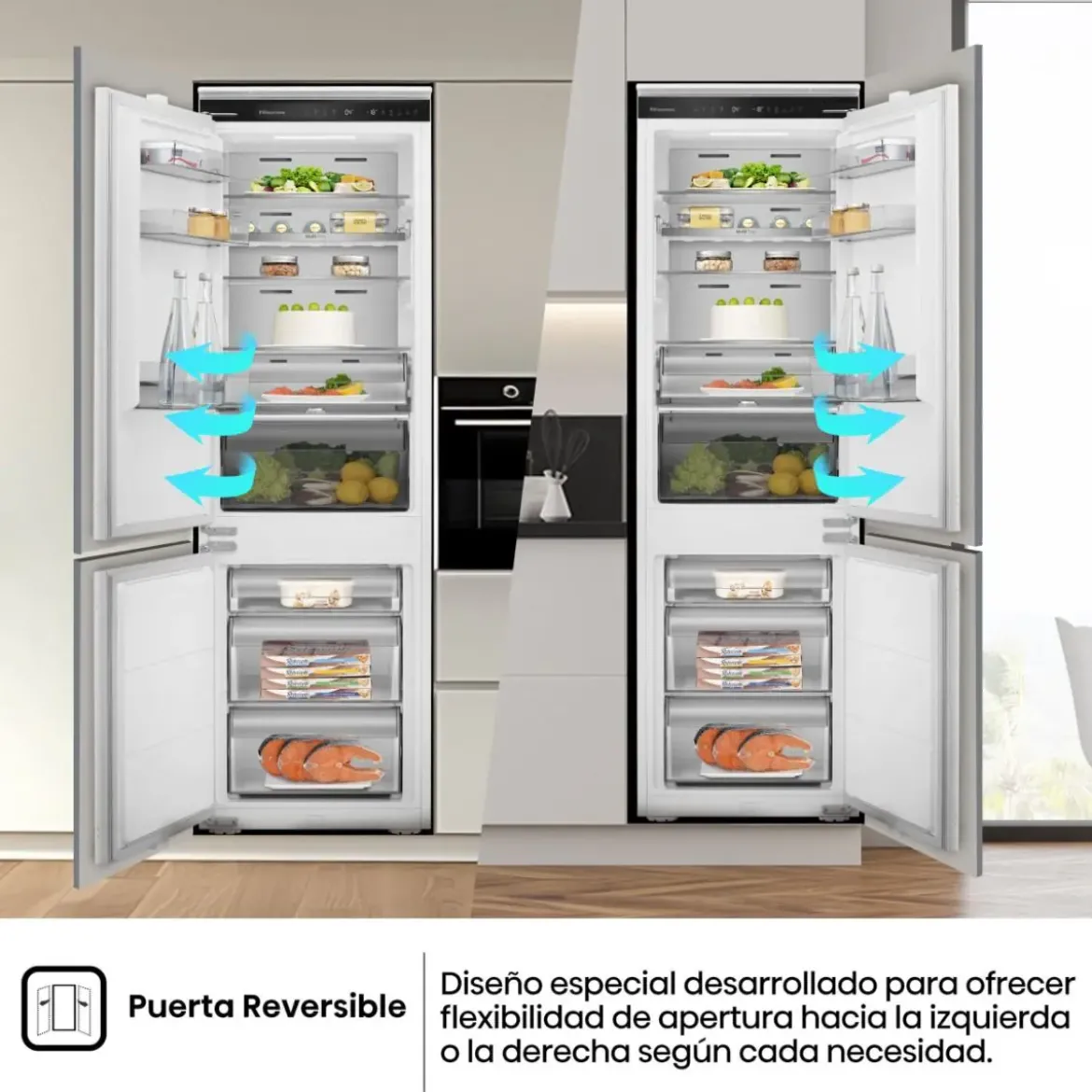Frigorífico Combi Hisense Integrable No Frost Metal Tech RB3B250SAWE