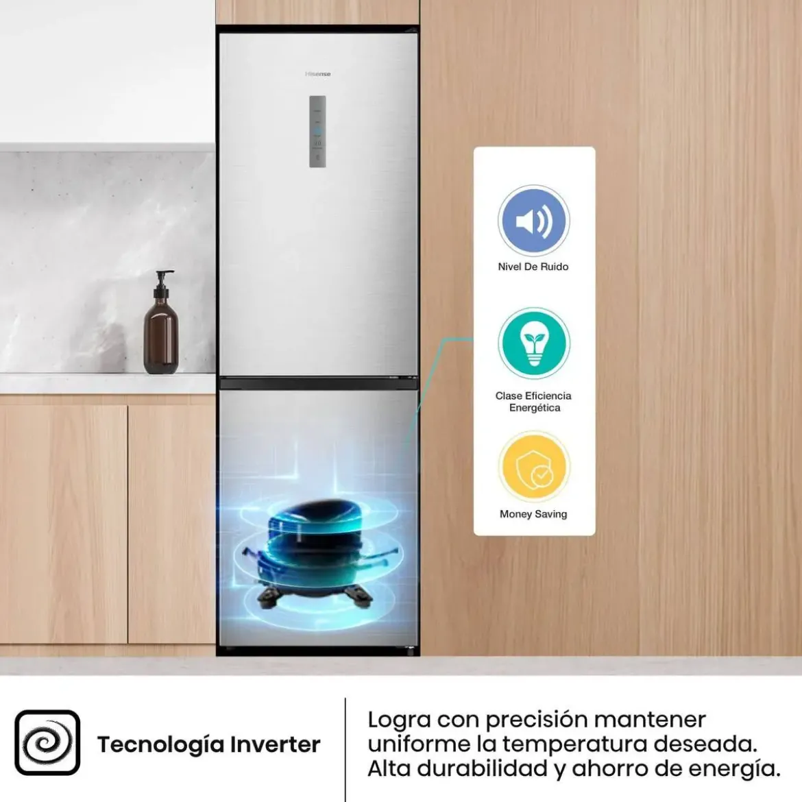 Frigorífico Combi Hisense No Frost Clase C 304 Litros R839ON48CC