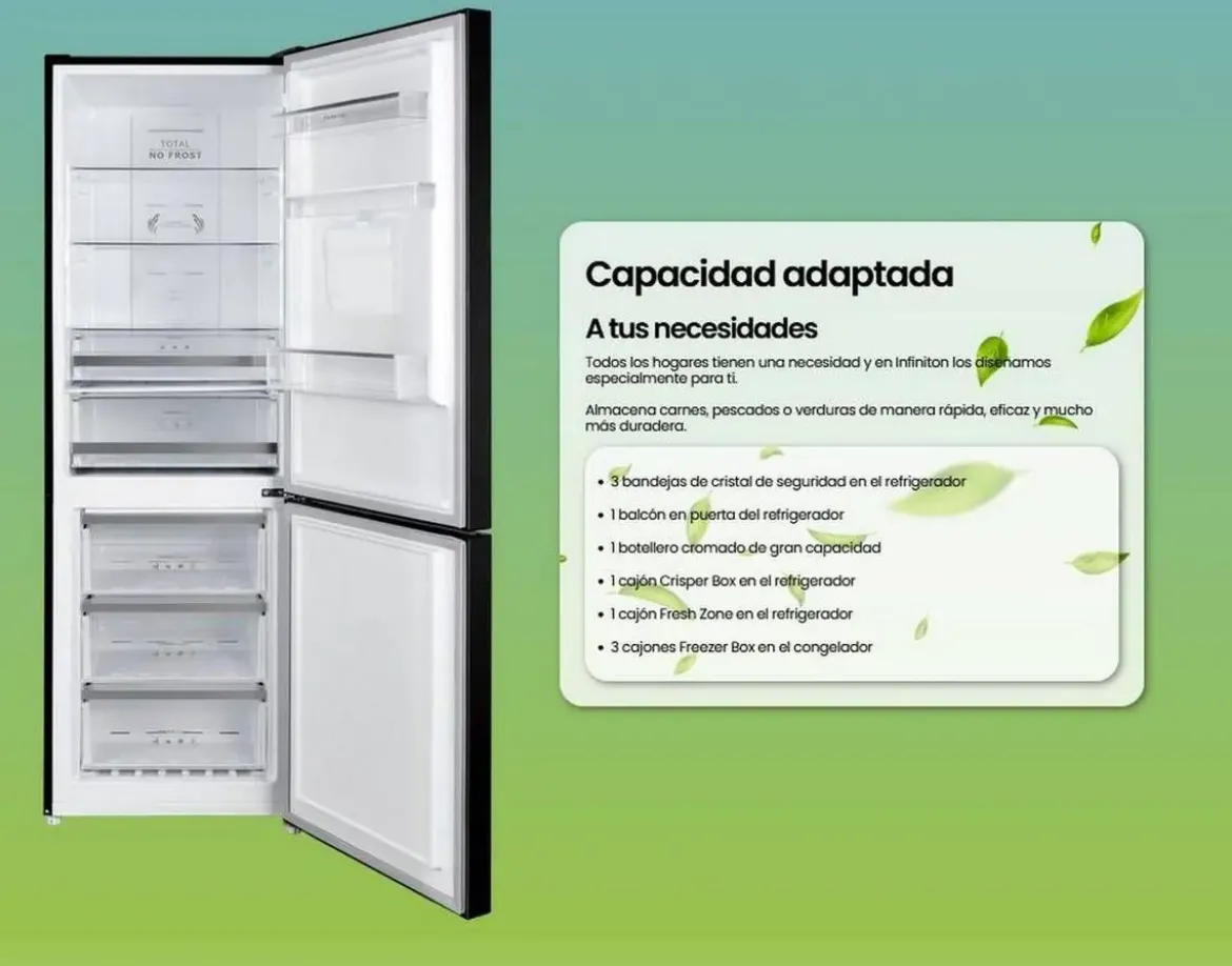 Frigorífico Combi INFINITON Total No Frost 322 Litros FGC-322TC85DDK