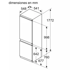 Frigorífico Combi Integrable 177 cm Cíclico Clase E Sistema de Puerta Deslizante Acero Antihuellas BOSCH KIV86VSE0