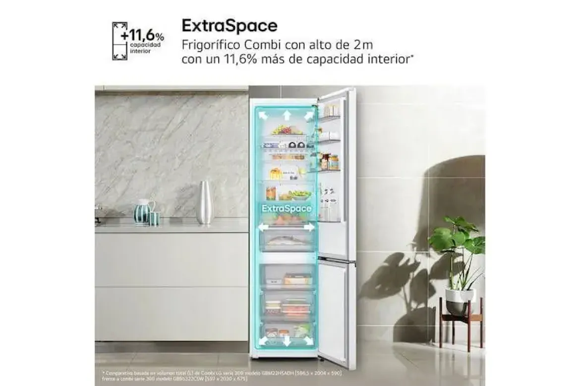 Frigorífico Combi LG 375L No Frost Blanco GBBS322CSW