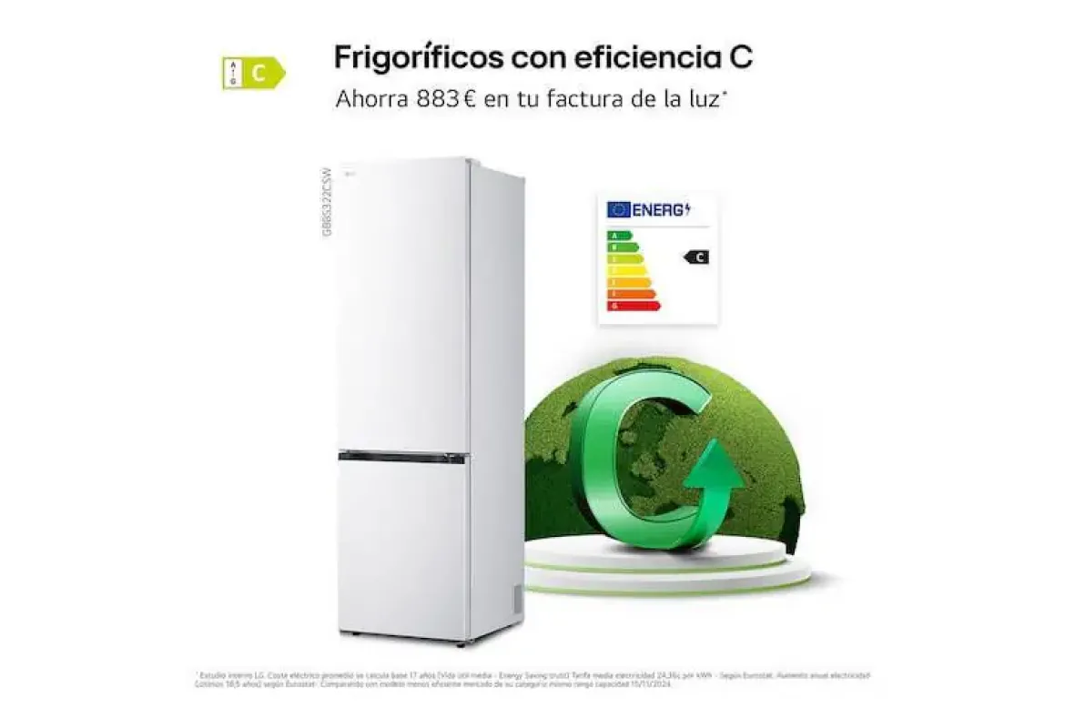 Frigorífico Combi LG 375L No Frost Blanco GBBS322CSW