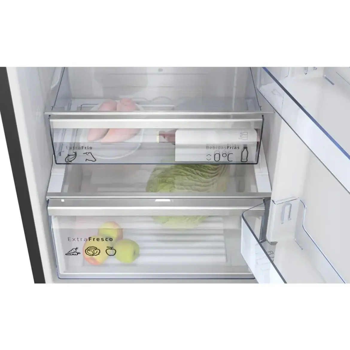 Frigorífico Combinado No Frost en Cristal Negro BALAY 3KFC869NI