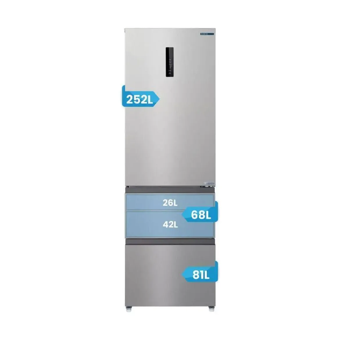 Frigorífico INFINITON Combi No Frost 401L Inox E FRD401T91XEM