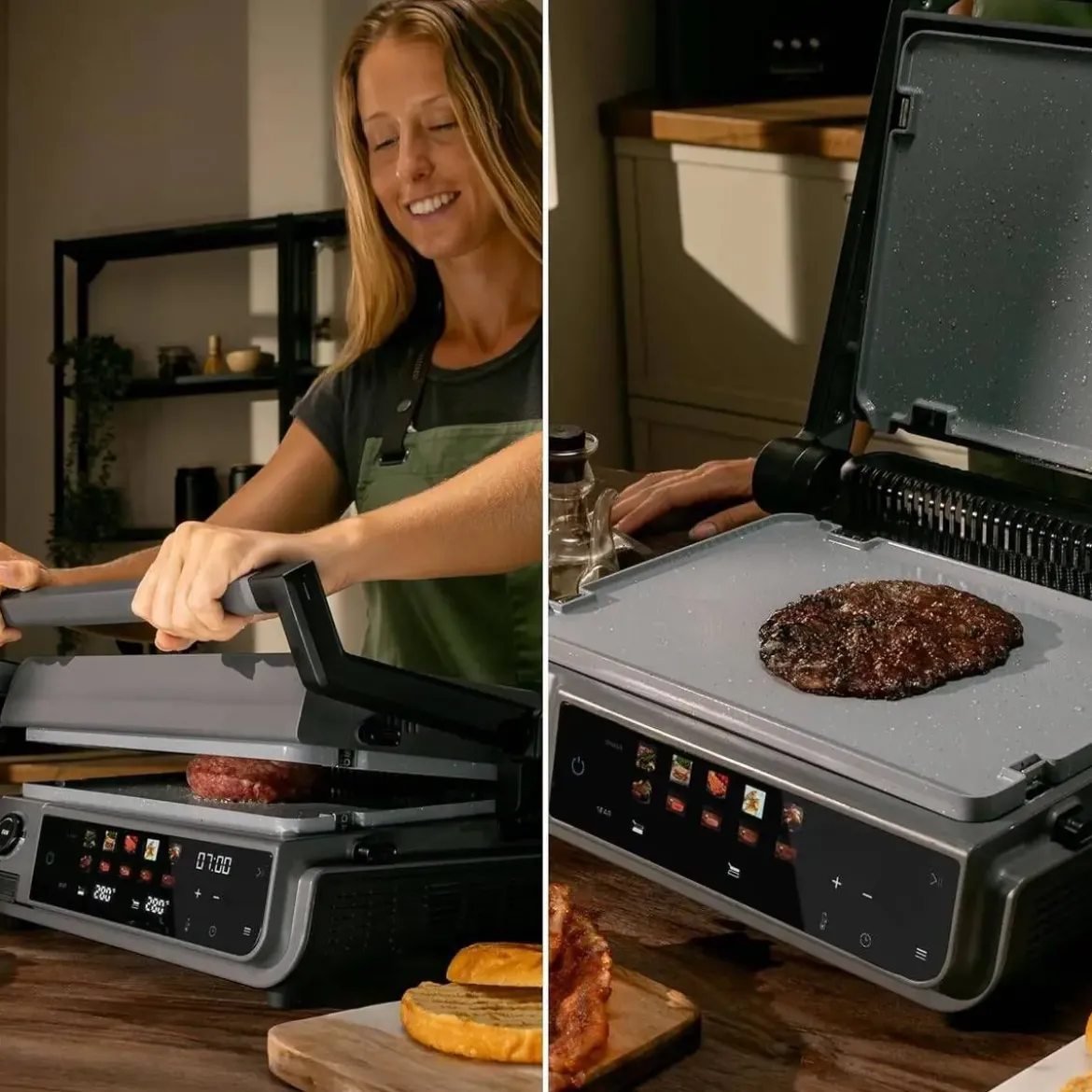 Grill Eléctrico Smokeless 2000 W con Función Smash ROCK`NGRILL CECOTEC A01_EU01_109142
