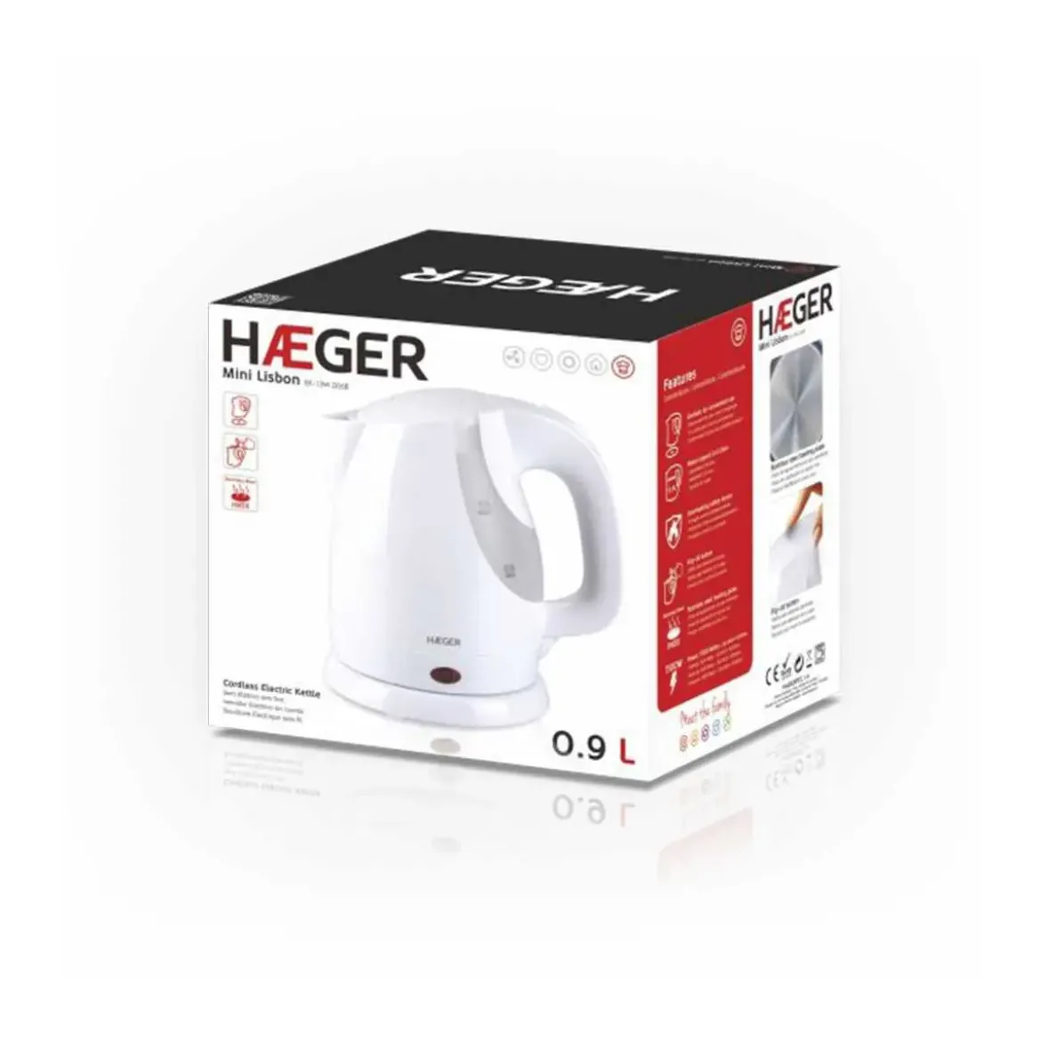 Hervidor HAEGER 0,9l Blanco 1300 W Minilisbon EK13W006B