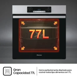 Horno Multifunción Hisense 77L Hidrolítico Inox BI62216AXE2