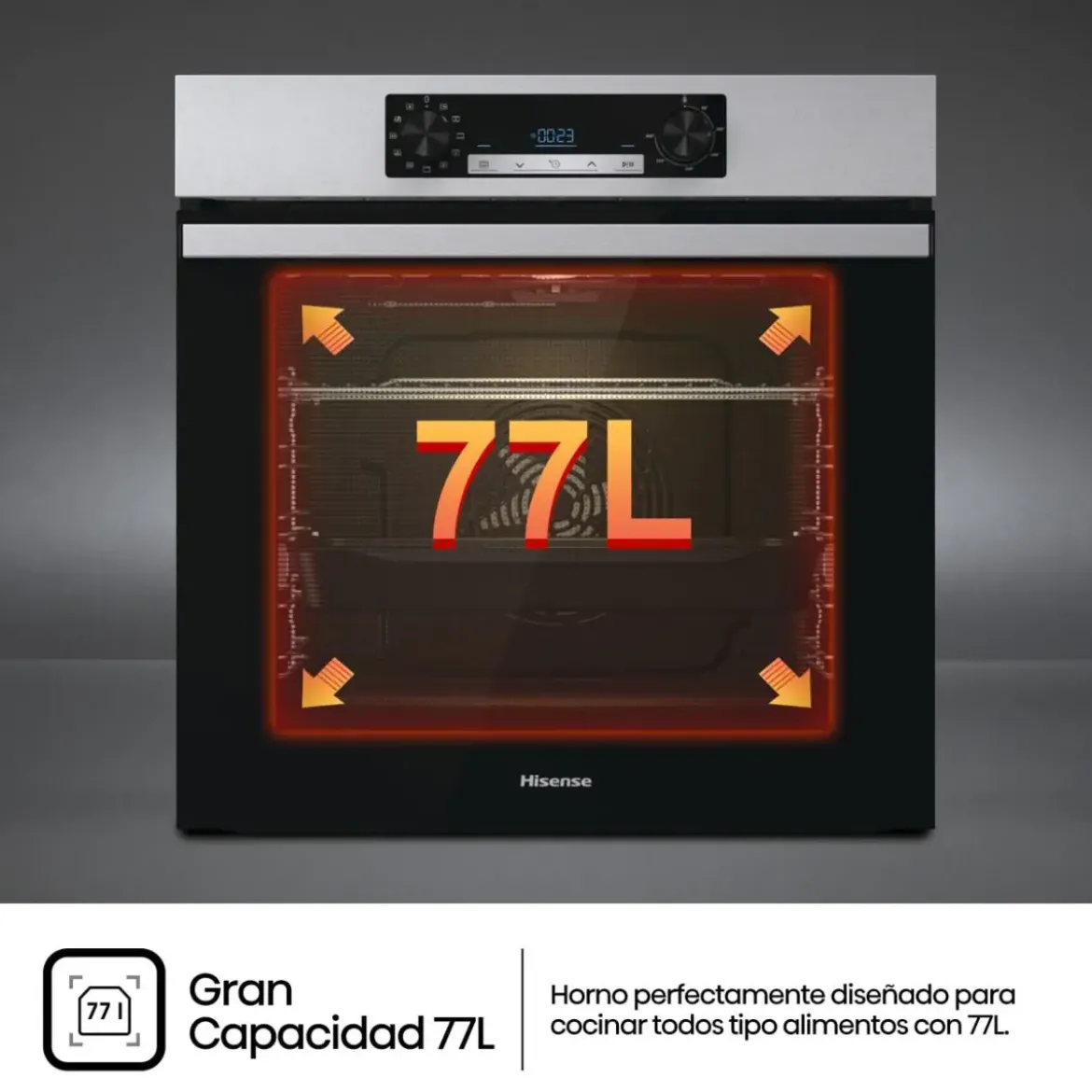 Horno Multifunción Hisense 77L Hidrolítico Inox BI62216AXE2