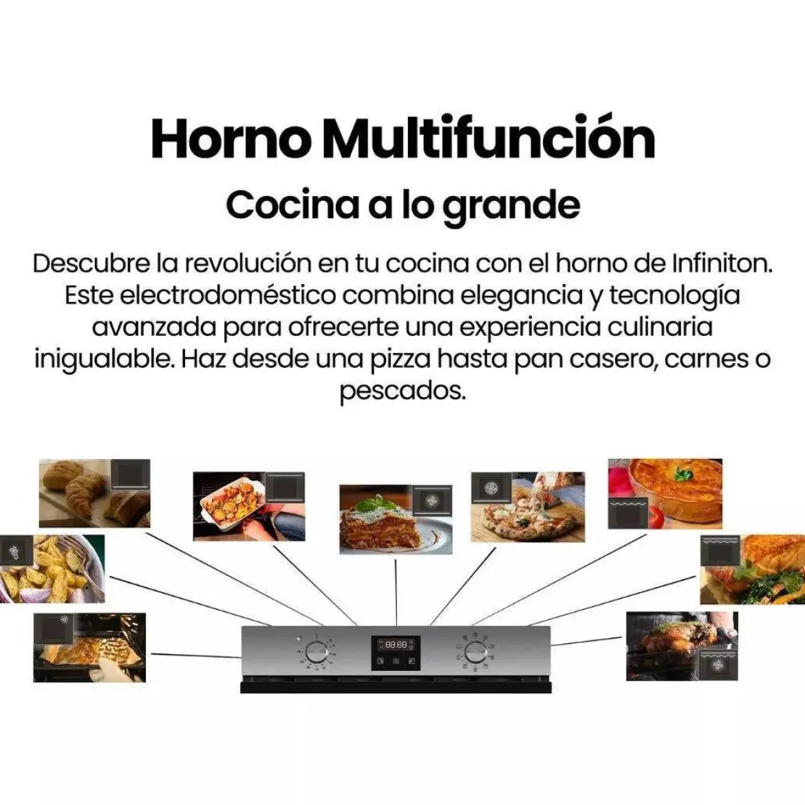 Horno Multifunción INFINITON 45L 2800W Inox Clase A 40TAX1