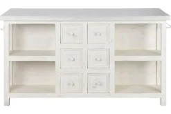 Isla de Cocina con Encimera de Mármol y Cajones Color Blanco MB-224036