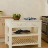 Isla de Cocina de Madera con Encimera de Mármol MB-224037