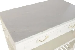 Isla de Cocina de Madera con Encimera de Mármol MB-224037