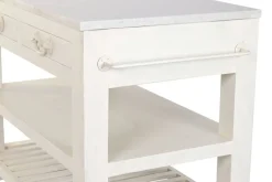 Isla de Cocina de Madera con Encimera de Mármol MB-224037