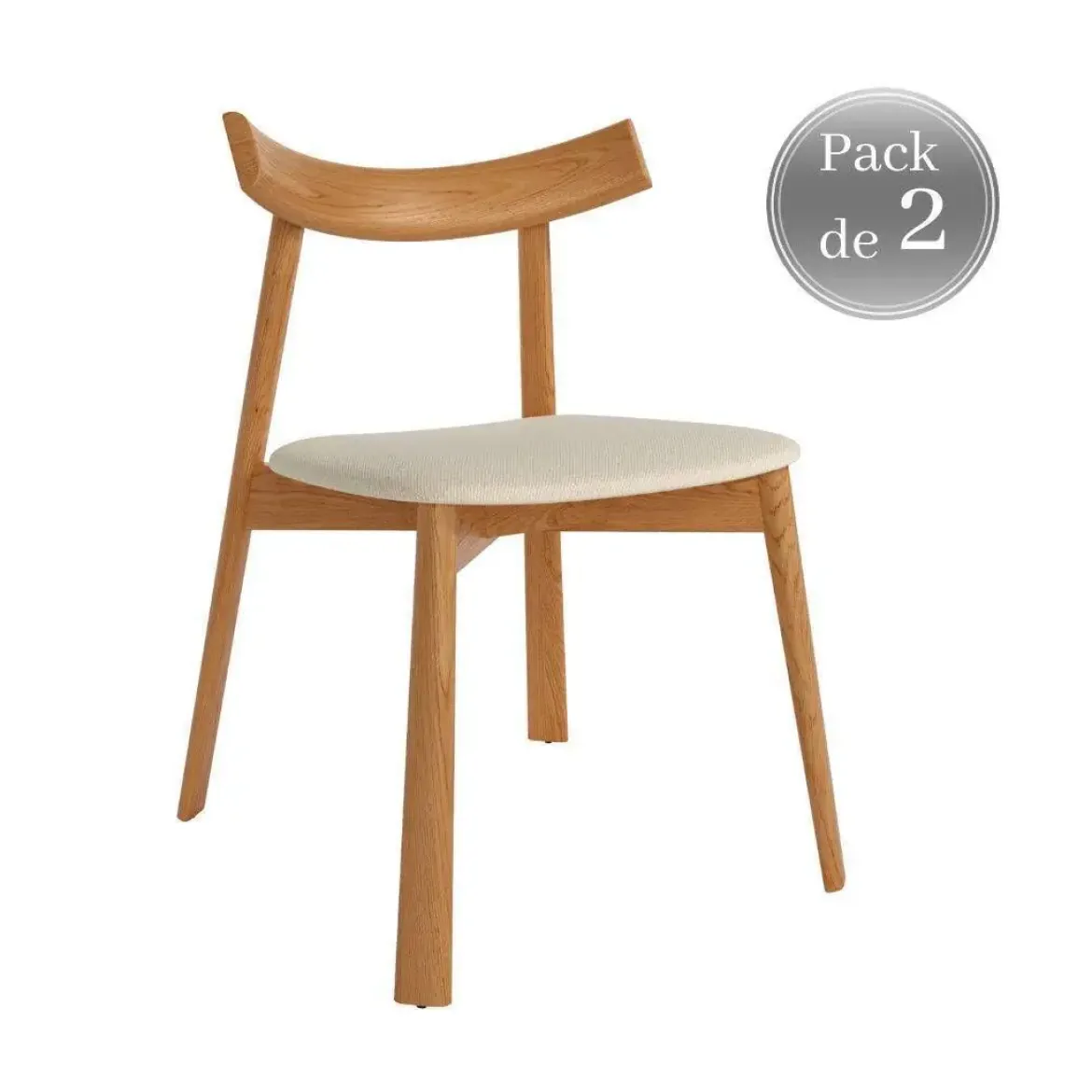 Juego de dos sillas con Asiento Tapizado en Tela y Estructura de Madera OVIS
