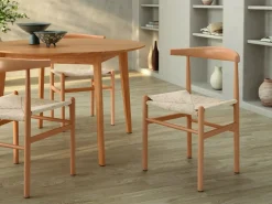 Juego de dos sillas con Asiento de Cuerda Natural y Estructura de Madera Haya Natural FUJI CG1916HC