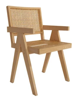 Juego de dos sillas con Asiento de Ratán y Estructura de Madera de Fresno Natural con brazos ENEA CG1930FR