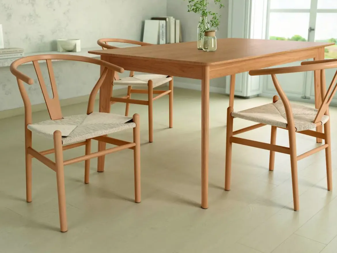 Juego de dos sillas con Asiento de Cuerda Natural y Estructura de Madera Haya Negra ETNA CG3002NC