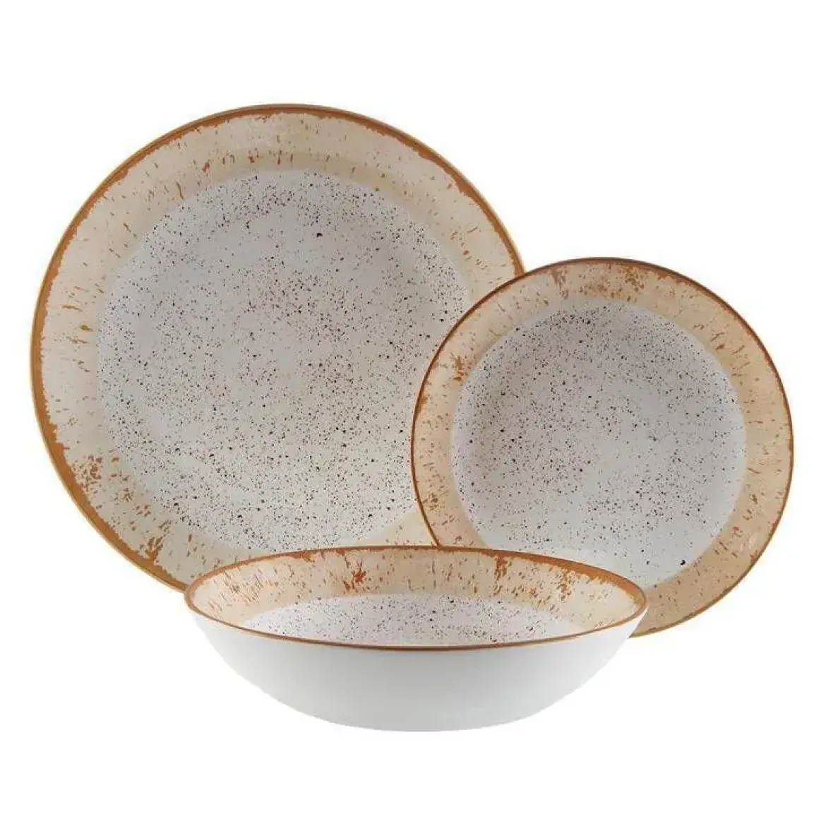 Juego de Mesa de 18 Platos de Pocelana con Diseño Color Tierra PROVENCE 22450049