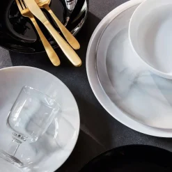 Juego de Mesa OPAL de 18 Platos de Porcelana6 Personas DIWALI GRANIT MARB LUMINARC