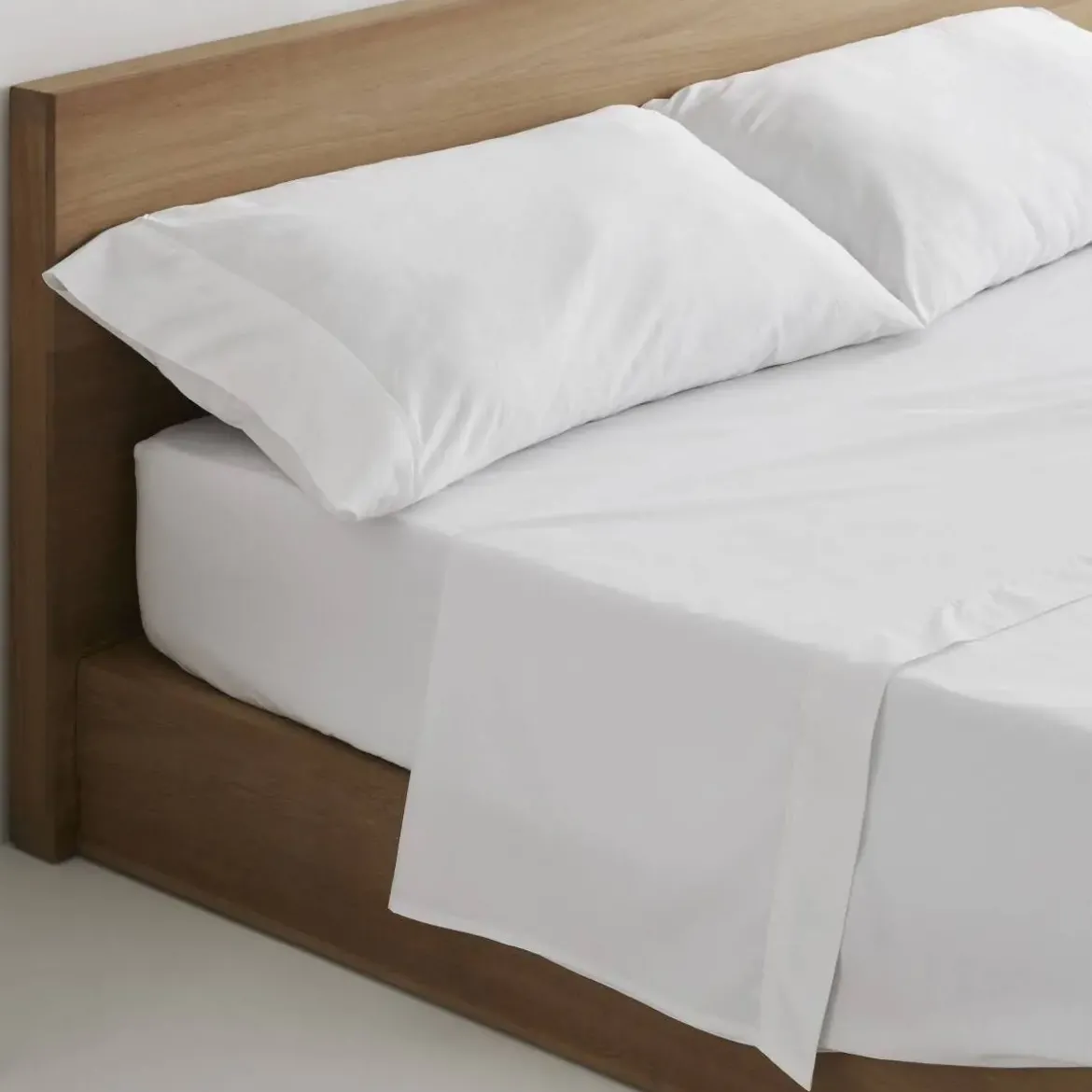 Juego de Sábanas de Algodón 500 hilos Blanco 150 cm TELIA HOME