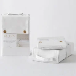 Juego de Sábanas de Algodón Orgánico 300 hilos Blanco 180 cm