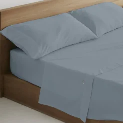 Juego de Sábanas para Camas de 135/140 cm Percal Color Acero ESTELIA 61770