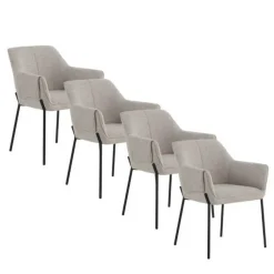Juego de 4 Sillas de Comedor con Reposabrazos en Chenilla GABAR