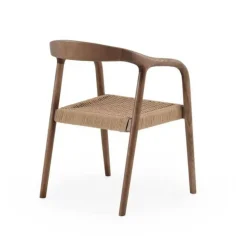 Juego de 4 Sillas de Comedor de Madera de Fresno con Asiento Trenzado GABAR 11587