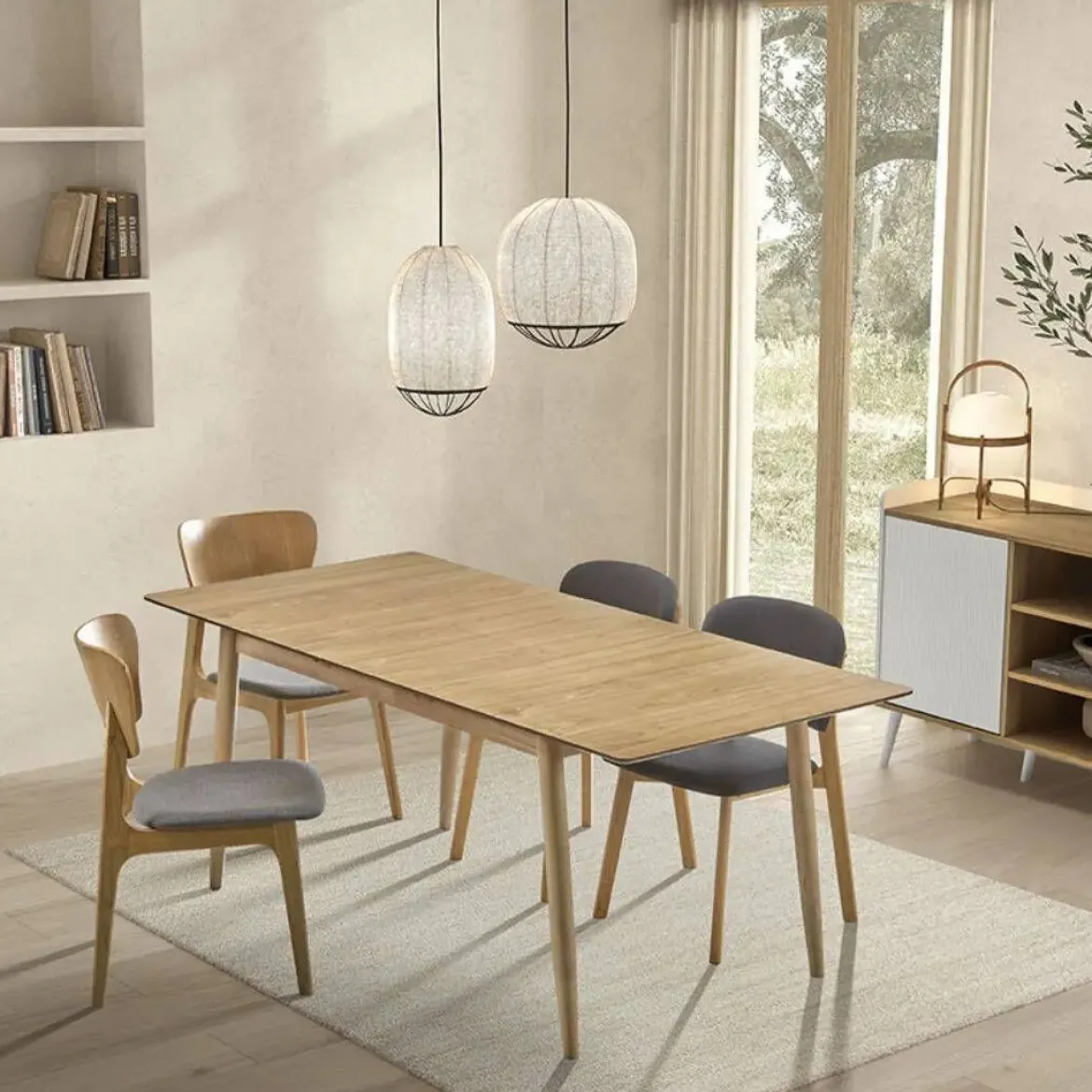 Juego de 2 Sillas de Comedor de Madera con Asiento Tapizado DC-900