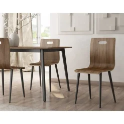 Juego de 4 Sillas de Comedor en Contrachapado y Patas Negras SOFIA
