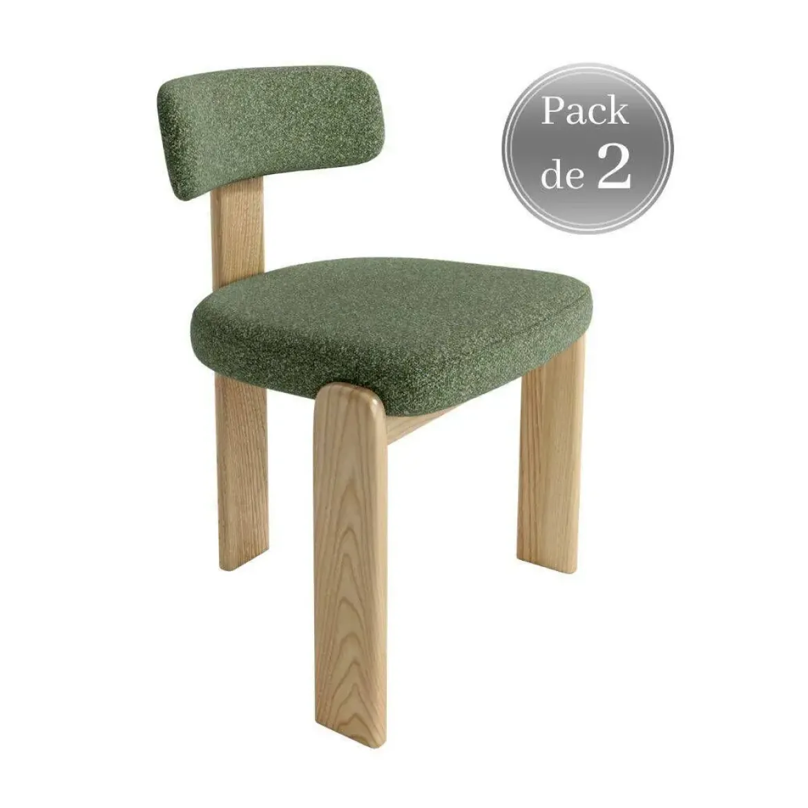 Juego de 2 Sillas de Comedor Tapizada Patas Roble NORI