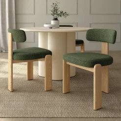 Juego de 2 Sillas de Comedor Tapizada Patas Roble NORI