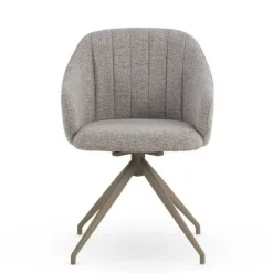 Juego de 4 Sillas Giratoria Tapizadas en Chenilla con Patas de Metal GABAR