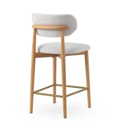Juego de 2 Taburetes con Respaldo de Madera de Roble Tapizado Blanco GABAR 11681