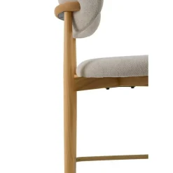 Juego de 2 Taburetes con Respaldo de Madera de Roble Tapizado Beige GABAR 11682