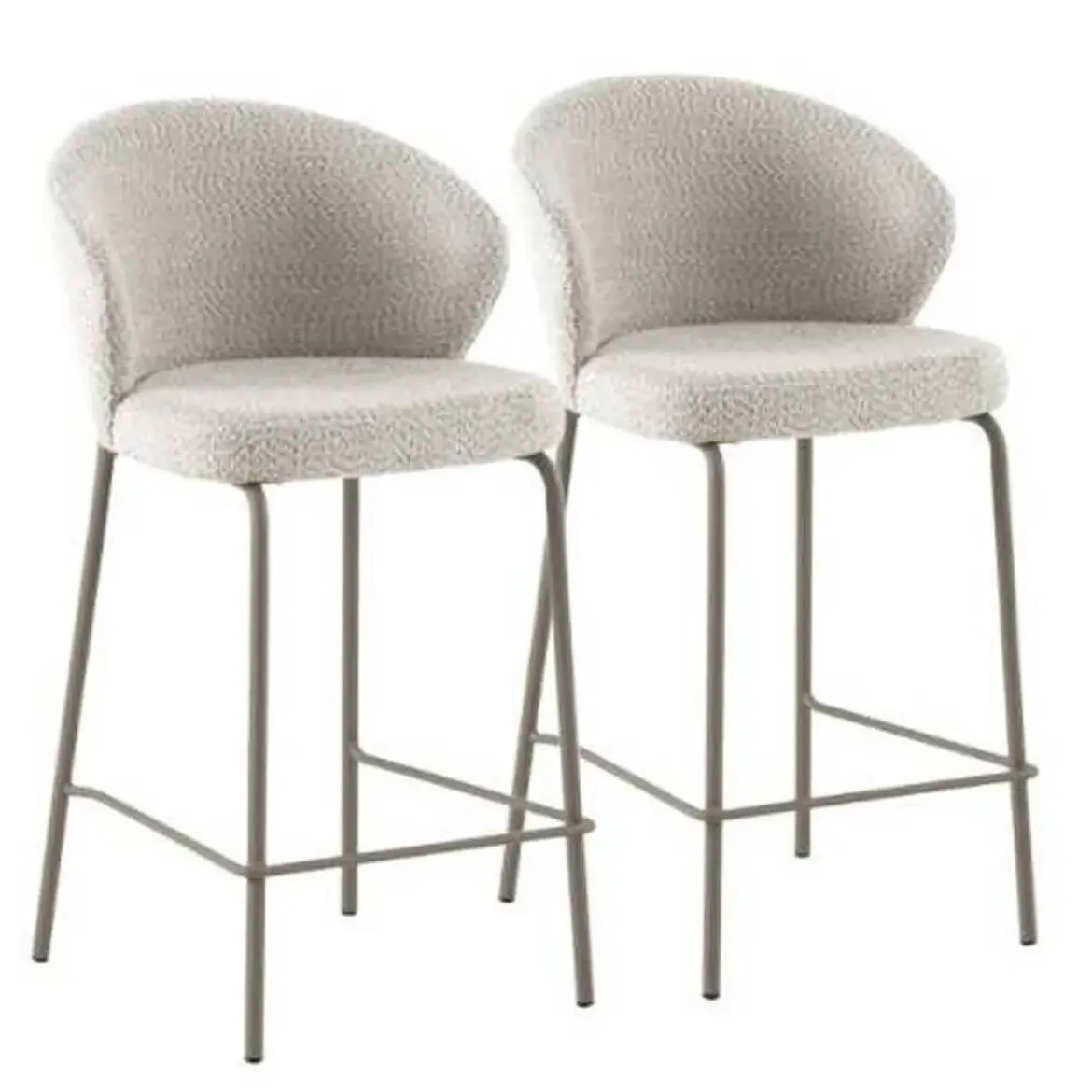 Juego de 2 Taburetes con Respaldo Tapizados en Chenilla con Patas Metal GABAR