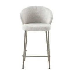 Juego de 2 Taburetes con Respaldo Tapizados en Chenilla con Patas Metal GABAR