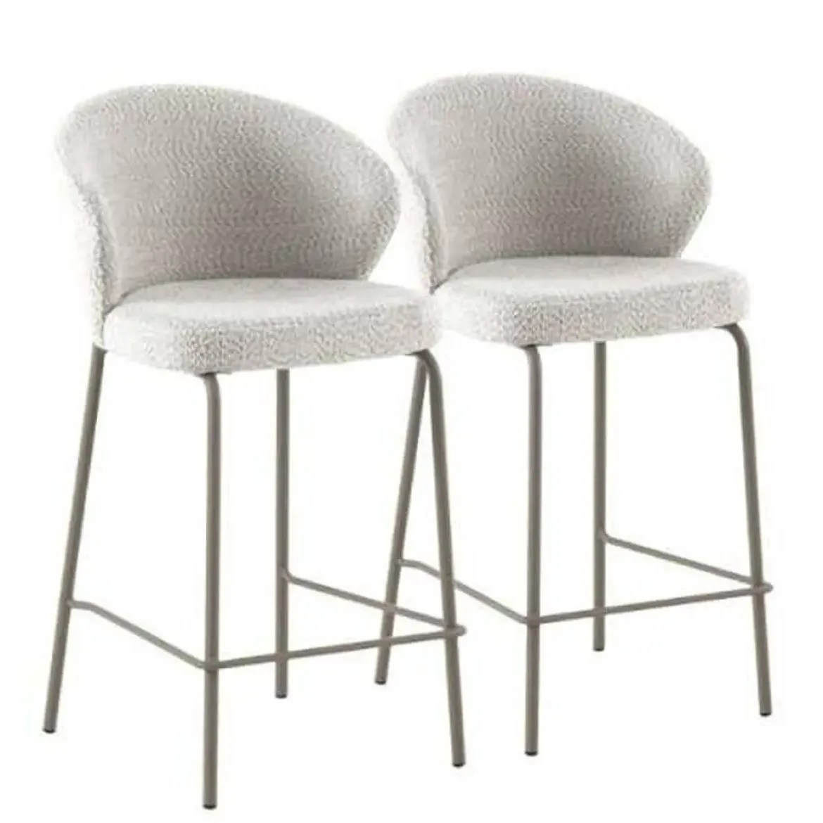 Juego de 2 Taburetes con Respaldo Tapizados en Chenilla con Patas Metal GABAR