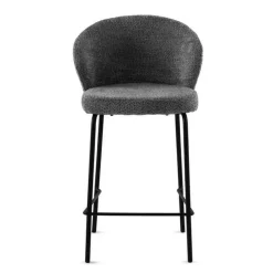 Juego de 2 Taburetes con Respaldo Tapizados en Chenilla con Patas Metal GABAR