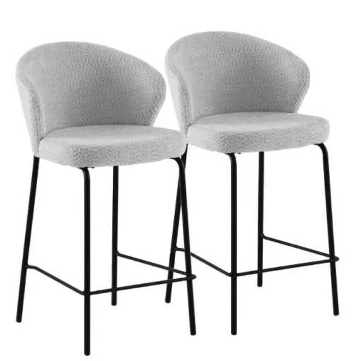 Juego de 2 Taburetes con Respaldo Tapizados en Chenilla con Patas Metal GABAR