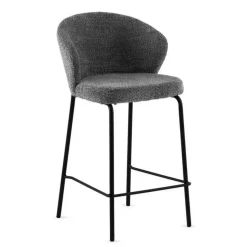 Juego de 2 Taburetes con Respaldo Tapizados en Chenilla con Patas Metal GABAR