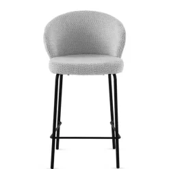Juego de 2 Taburetes con Respaldo Tapizados en Chenilla con Patas Metal GABAR