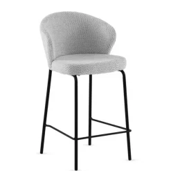 Juego de 2 Taburetes con Respaldo Tapizados en Chenilla con Patas Metal GABAR